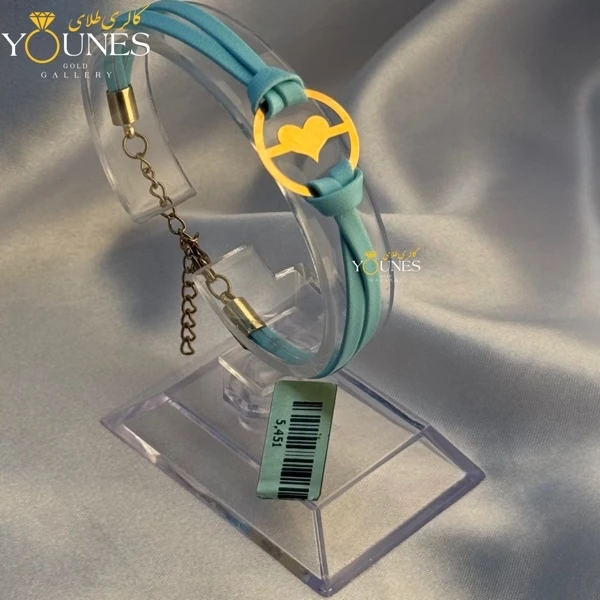 دستبند طلا چرم دولاین قلب توپر